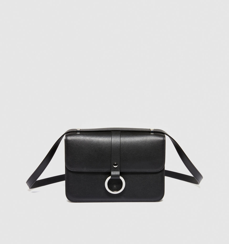 Medium leather crossbody bag - null - Black | Sisley image number 1